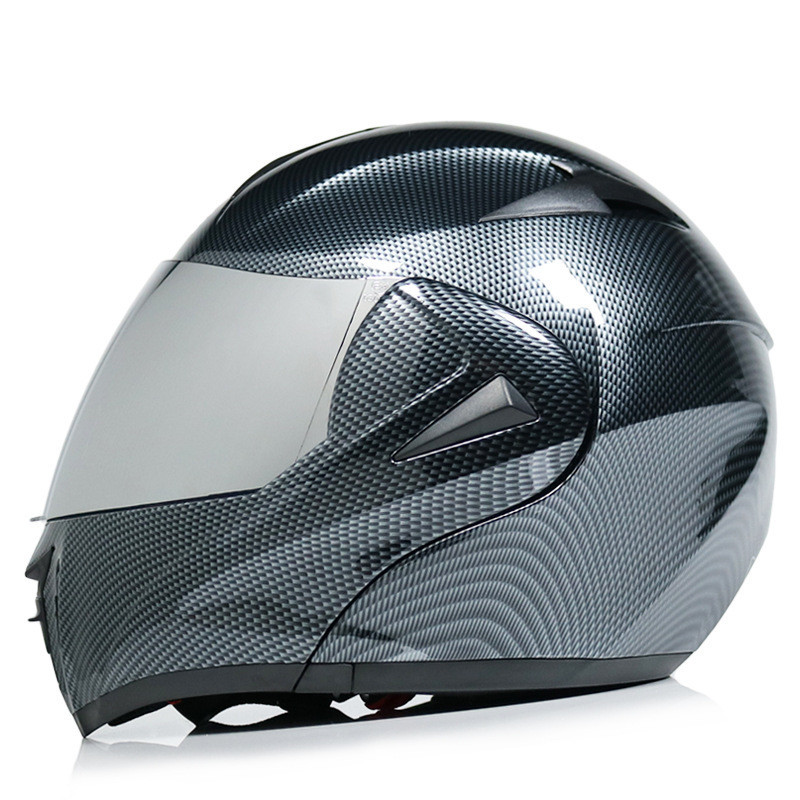 Motorcycle Uncovered Helmet Carbon Fiber Double Mirror Electric Bike Helmet Men and Women — изображение 4