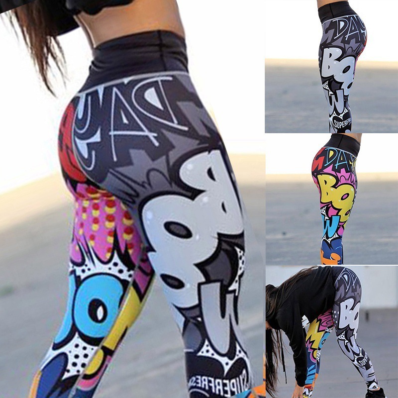 Printed Pants Slim Yoga Pants Sports Leggings Women – Bild 2