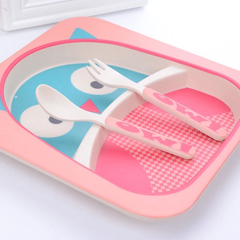 Five-piece Bamboo Fiber Children's Tableware Bowl And Dish Set - Image 4