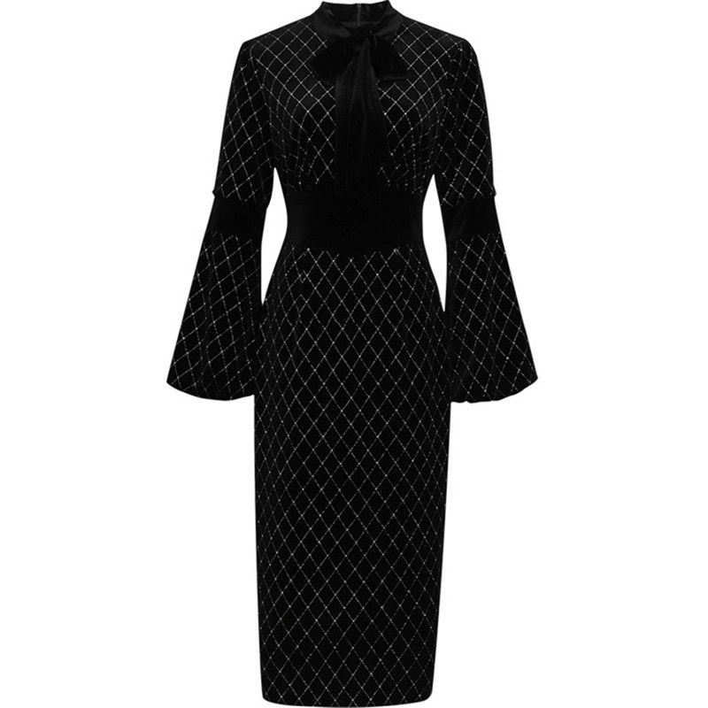 Temperament Slim Skirt Long Sleeves Slim Mid-length Dress - Image 5