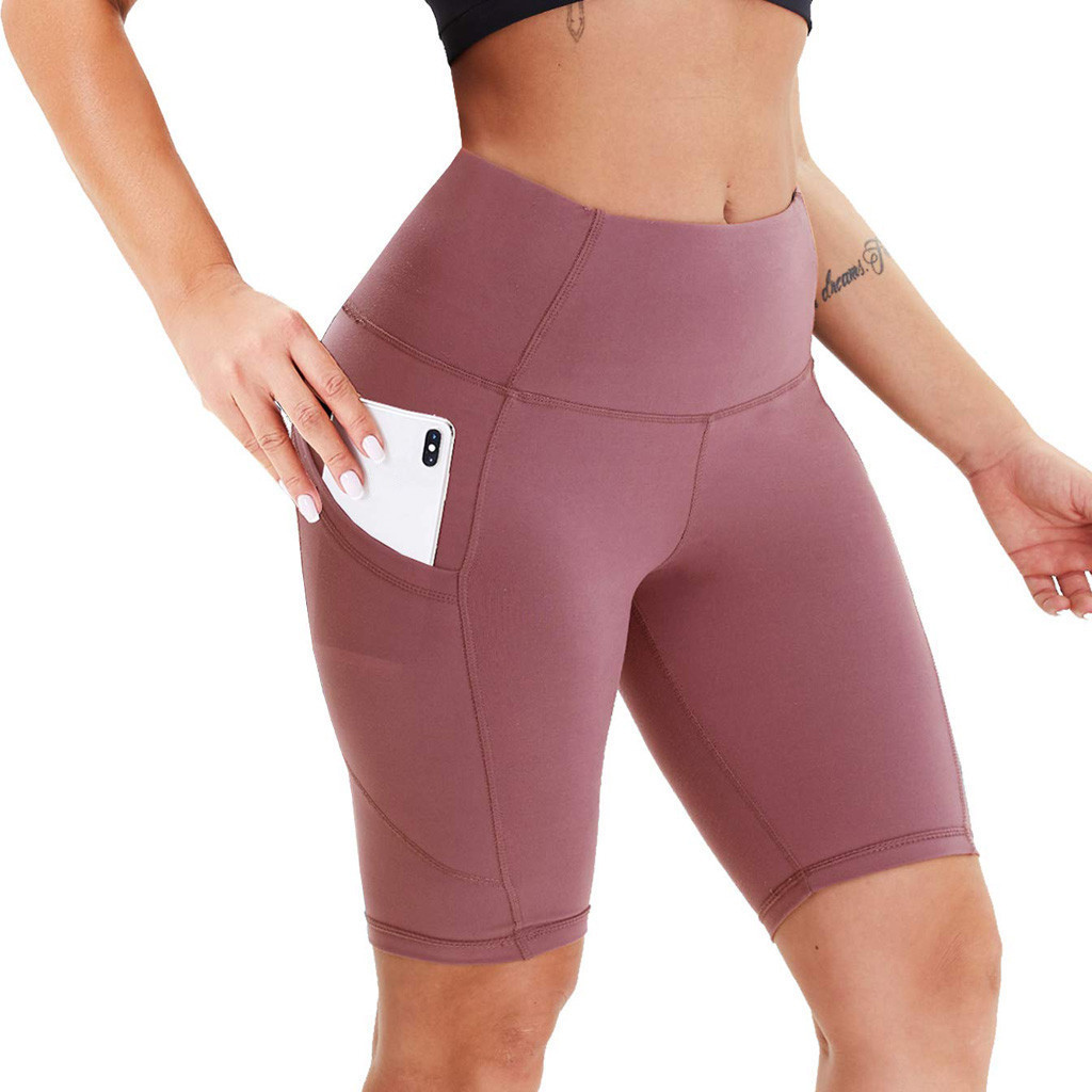 Double Side Pocket Sports Tights Yoga Women Running Shorts Five-Point Pants - Image 4