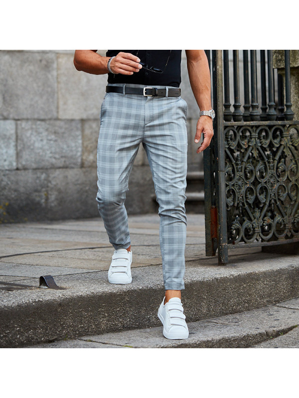Plaid Print Pants Men's Casual Trousers Loose And Thin - Image 4
