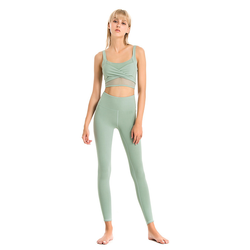 Women's Bra Mesh Yoga Pants Sports Suit - Image 4