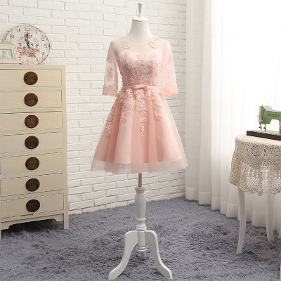 New Spring And Autumn Wedding Mid-Length Banquet Evening Dress In Sleeves For Girlfriends And Bridesmaid Dresses — изображение 3