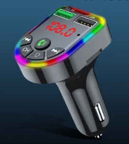 Car mp3 player car bluetooth car charger dual USB car cigarette lighter colorful atmosphere light