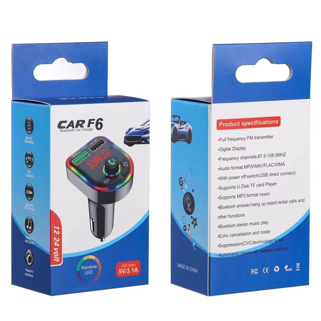 Car mp3 player car bluetooth car charger dual USB car cigarette lighter colorful atmosphere light — изображение 6