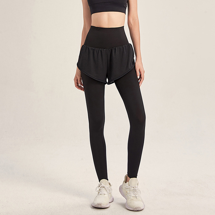 Women's Yoga Pants Fitness Sports Fake Two-piece Tights Yoga Mat Running Outdoor Nine-point Pants – Bild 5