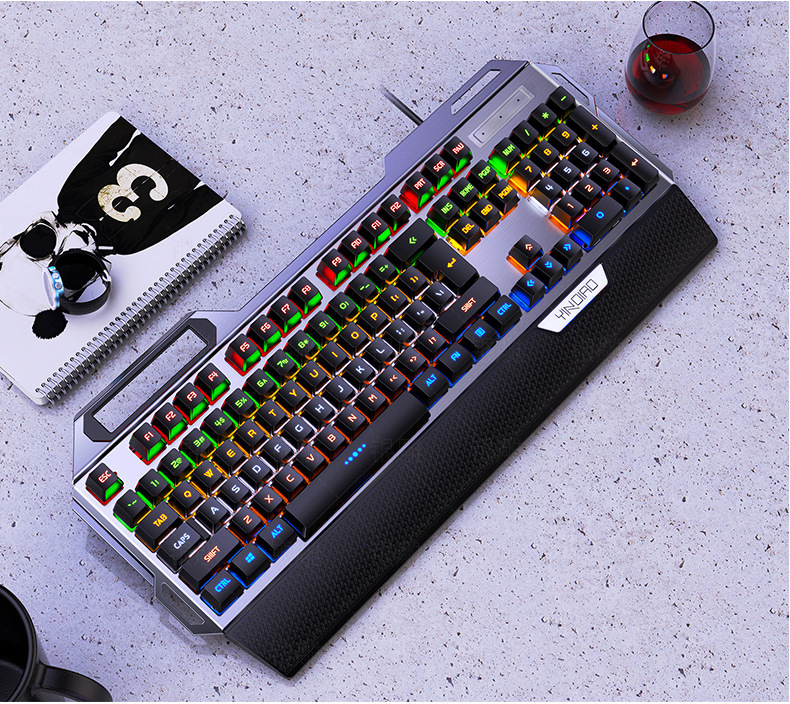 Silver Carving K100 Metal Real Mechanical Keyboard Luminous Game Black Axis Wired USB - Image 4