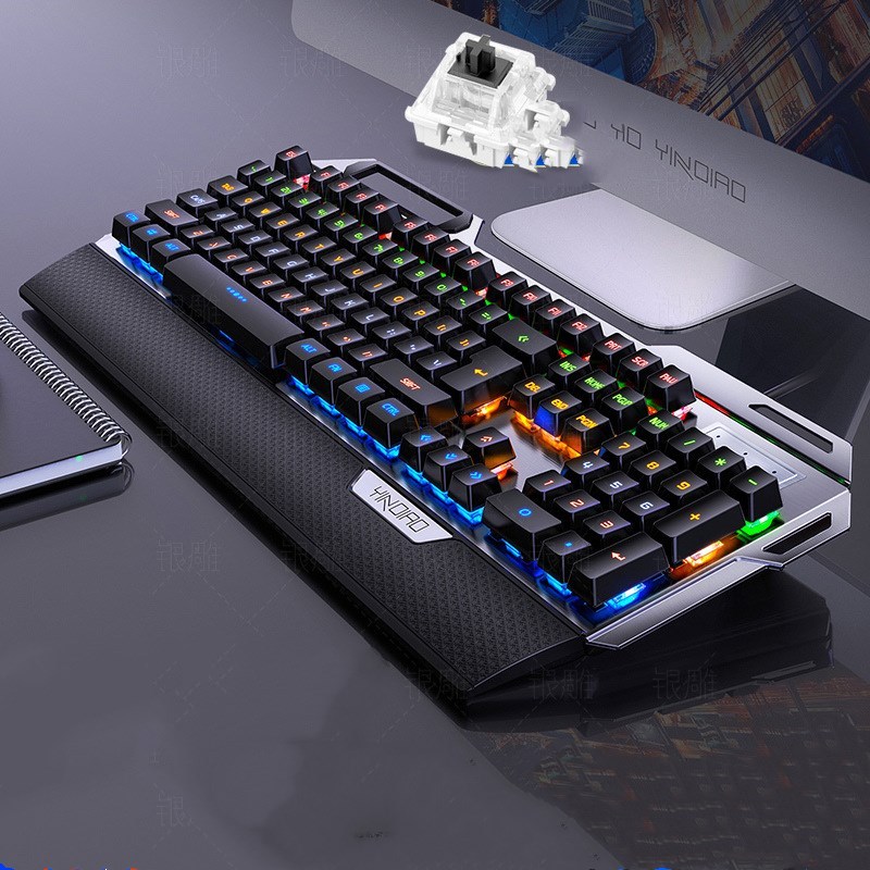 Silver Carving K100 Metal Real Mechanical Keyboard Luminous Game Black Axis Wired USB - Image 8