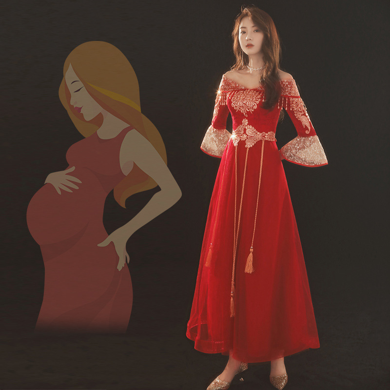 Thin One-shoulder Chinese Style Chinese Style Plus Size Dress - Image 2