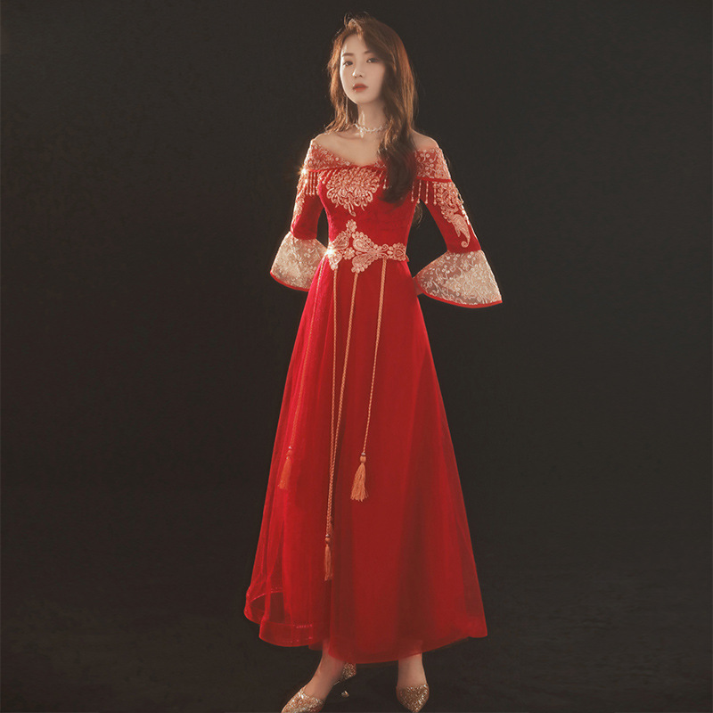 Thin One-shoulder Chinese Style Chinese Style Plus Size Dress