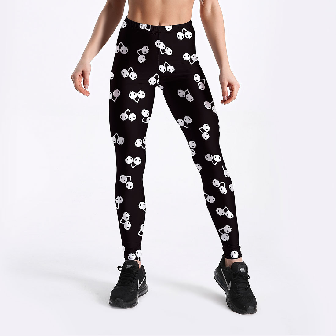 Cherry Taroy Print Leggings European And American Personality Sports Yoga Nine Pants
