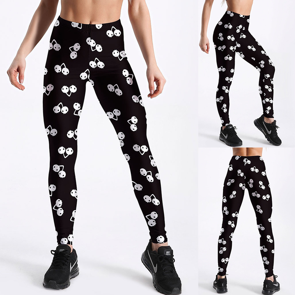Cherry Taroy Print Leggings European And American Personality Sports Yoga Nine Pants — изображение 5