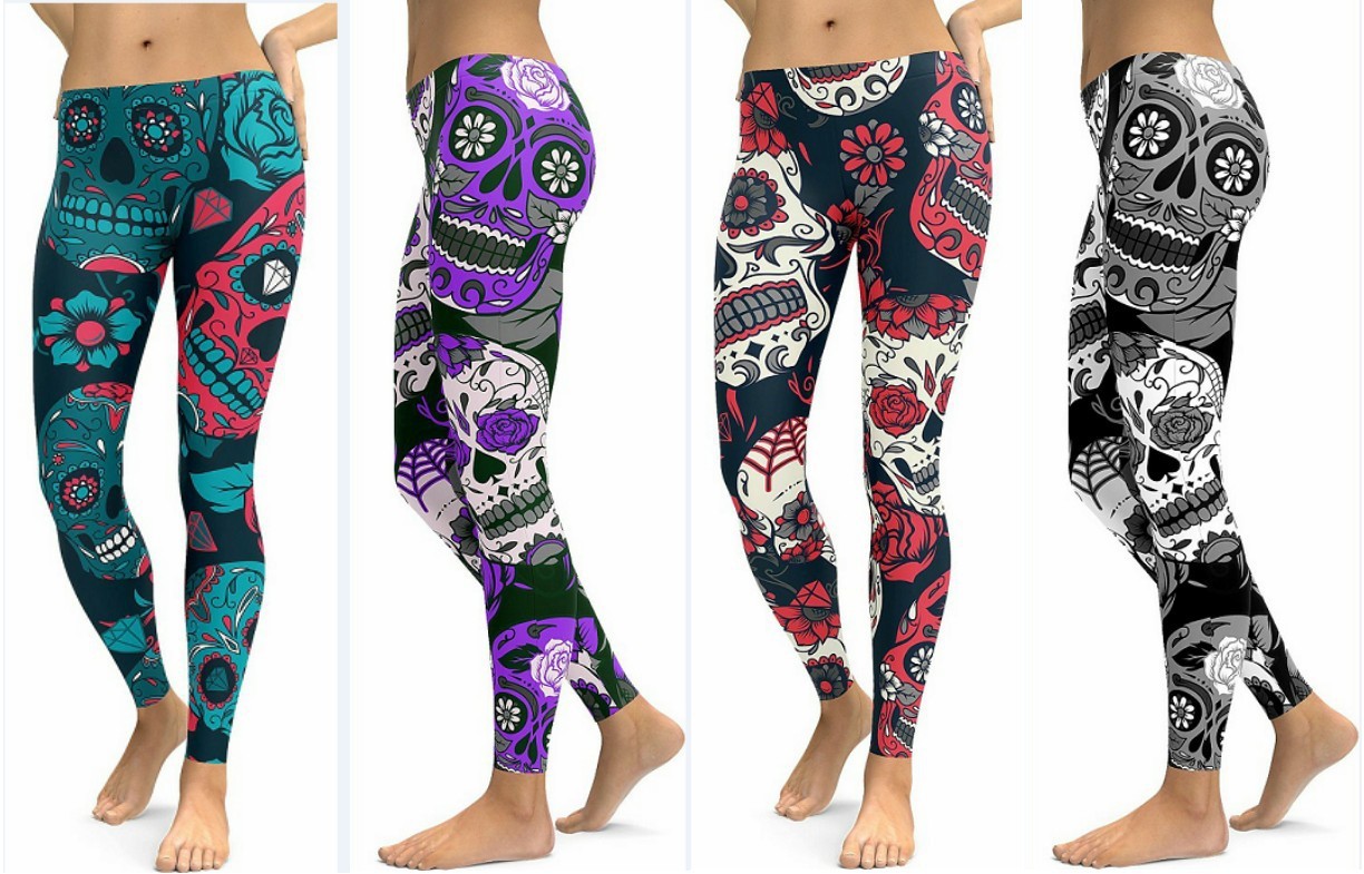 Fashion Crystal Skull Skinny Yoga Pants Slim Hip Lift 4 Colors 4 Yards — изображение 4