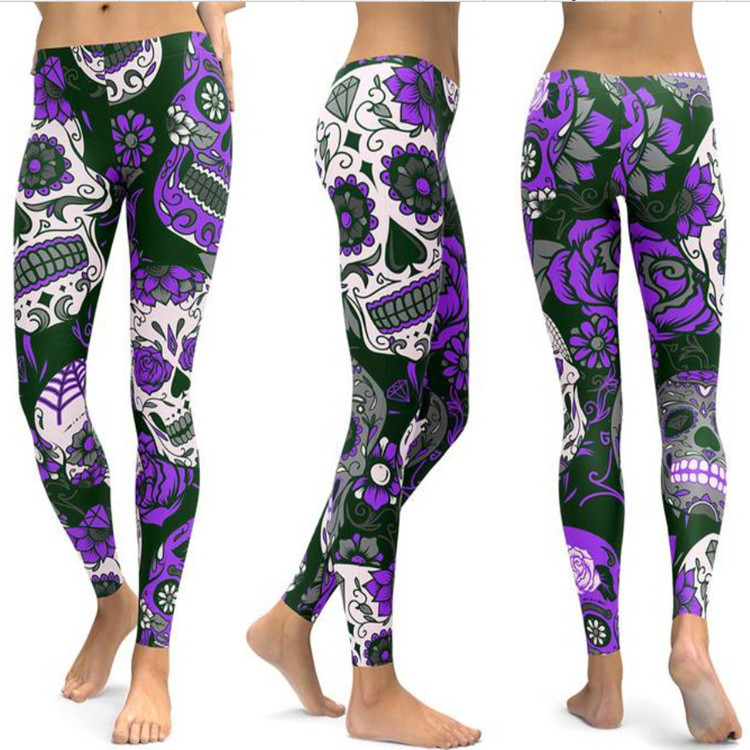 Fashion Crystal Skull Skinny Yoga Pants Slim Hip Lift 4 Colors 4 Yards — изображение 3