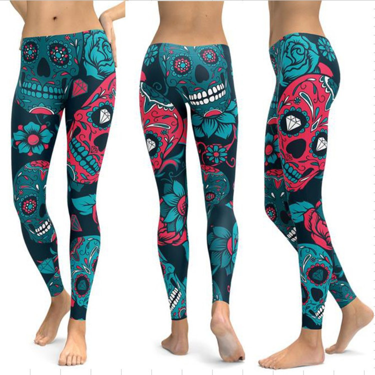 Fashion Crystal Skull Skinny Yoga Pants Slim Hip Lift 4 Colors 4 Yards — изображение 2