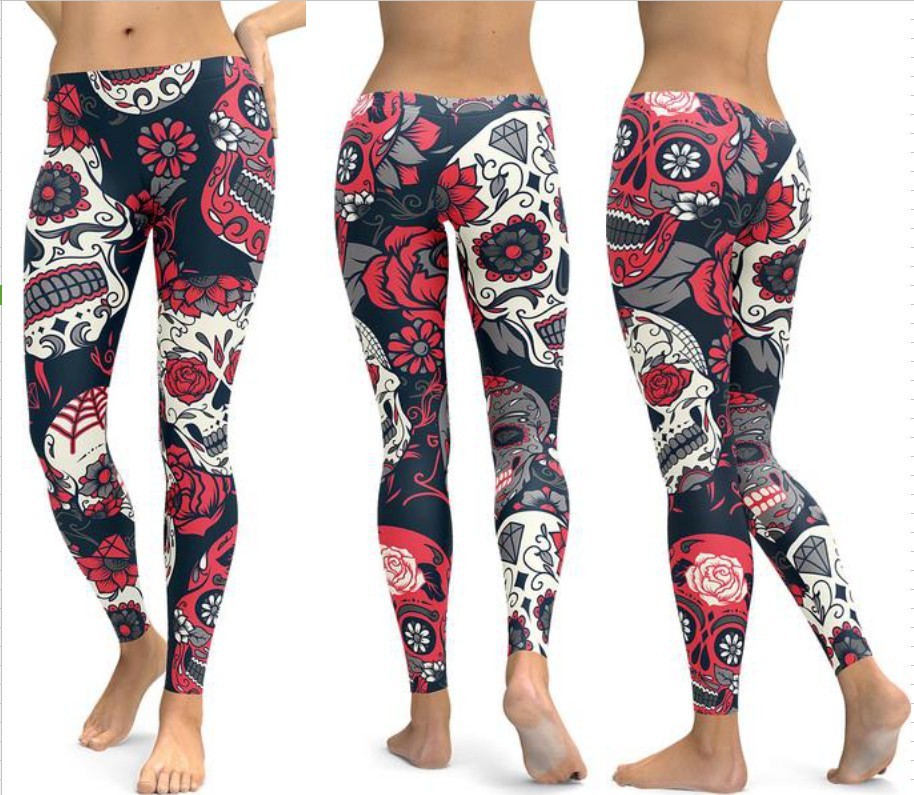 Fashion Crystal Skull Skinny Yoga Pants Slim Hip Lift 4 Colors 4 Yards — изображение 5