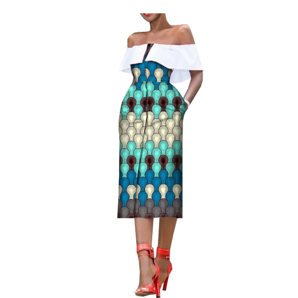 Sleeveless Printed One-Chest Off-Shoulder Gown — изображение 7