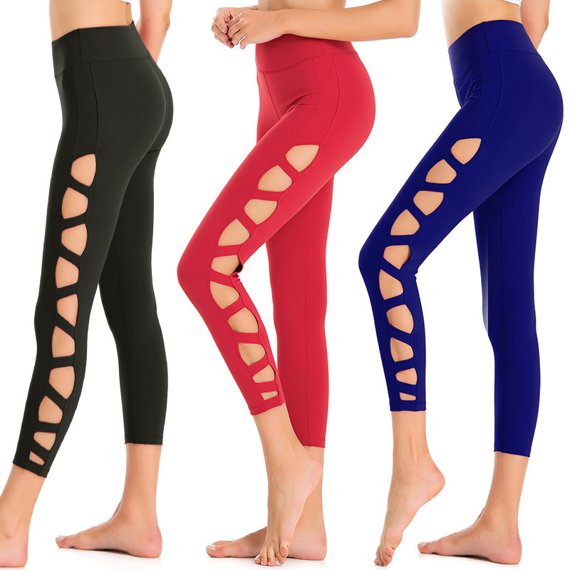 Yoga Clothes Hollow Sexy 7-Point Pants Fitness Sweatpants Quick-Drying Professional Yoga Cropped Pants