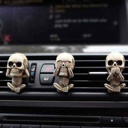 Skull Car Ornaments Air Outlet Ghost Head Three-piece Interior Pendant Decoration Ornament Ghost Head Desktop Figurines Decor