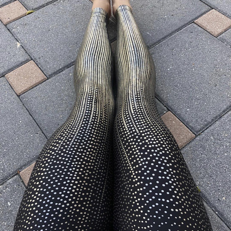 Polka Dot Gold Bronzing Yoga Pants Casual Sports Pants Leggings — изображение 3