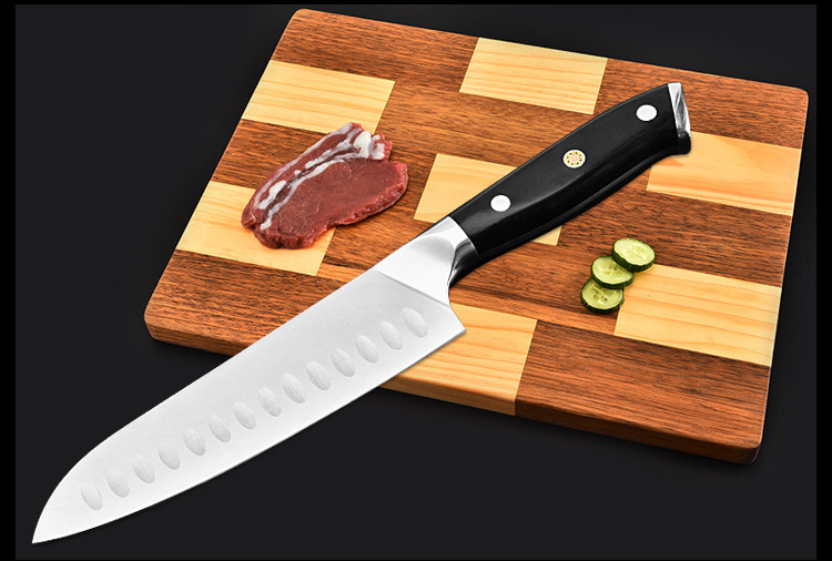 7 Inch German 1.4116 Stainless Steel Kitchen Santoku Chef Knife — изображение 4