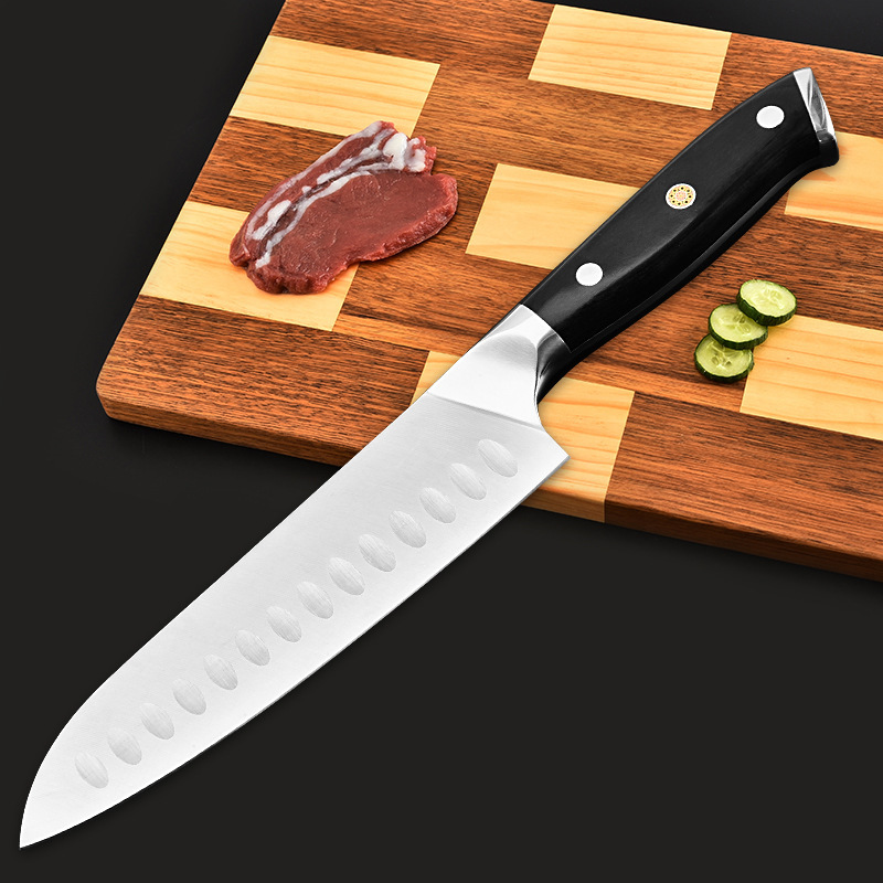 7 Inch German 1.4116 Stainless Steel Kitchen Santoku Chef Knife — изображение 5