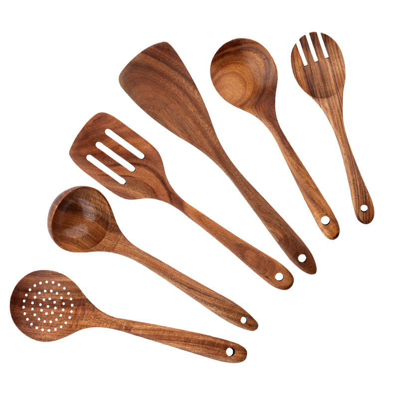 High Temperature Vegetable Spatula Acacia Wood Cooking Set Wooden Spatula - Image 5