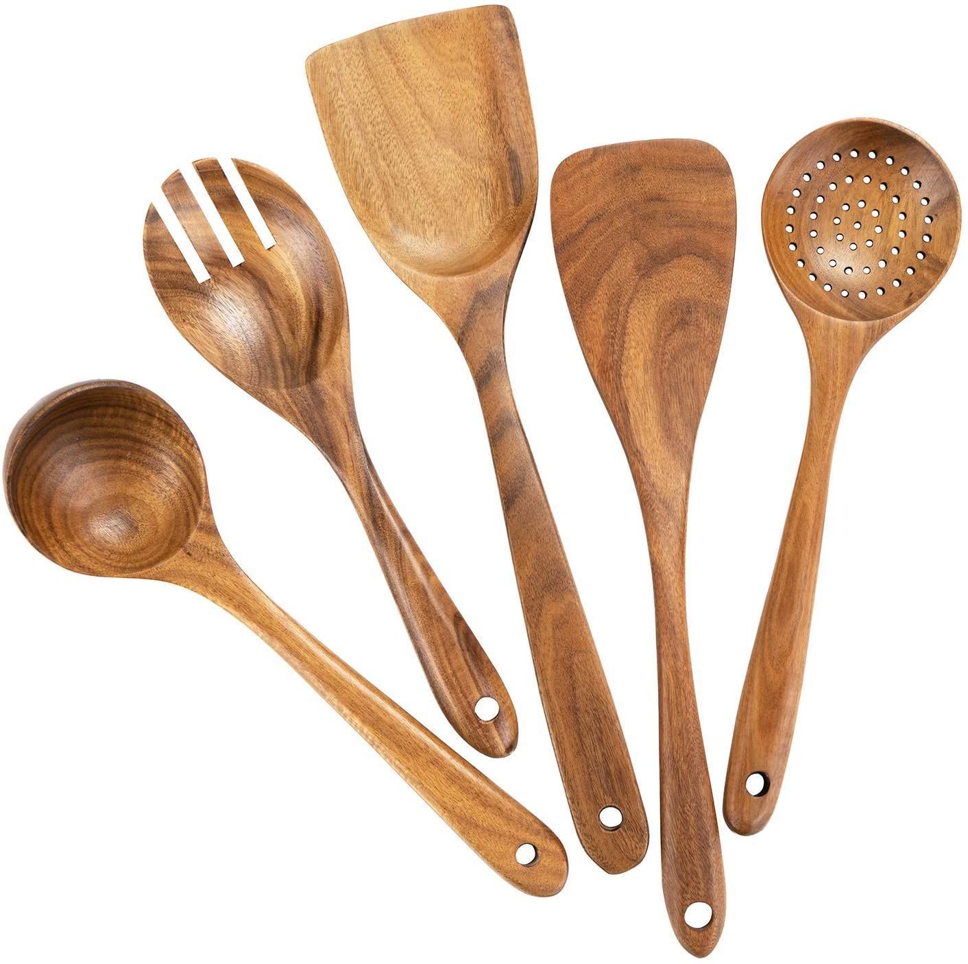 High Temperature Vegetable Spatula Acacia Wood Cooking Set Wooden Spatula - Image 3