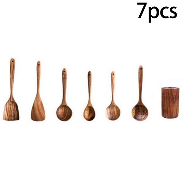 High Temperature Vegetable Spatula Acacia Wood Cooking Set Wooden Spatula - Image 8