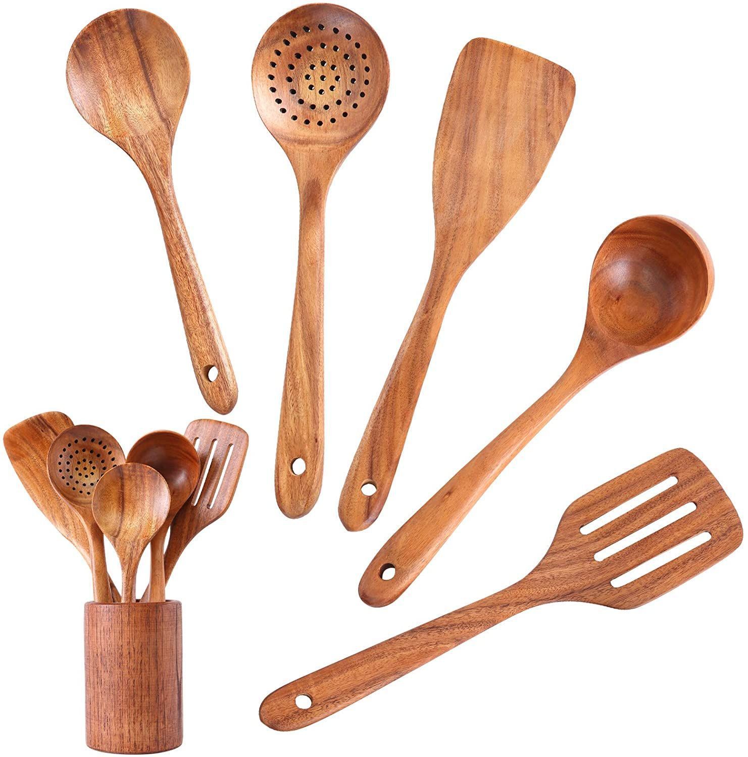 High Temperature Vegetable Spatula Acacia Wood Cooking Set Wooden Spatula - Image 6