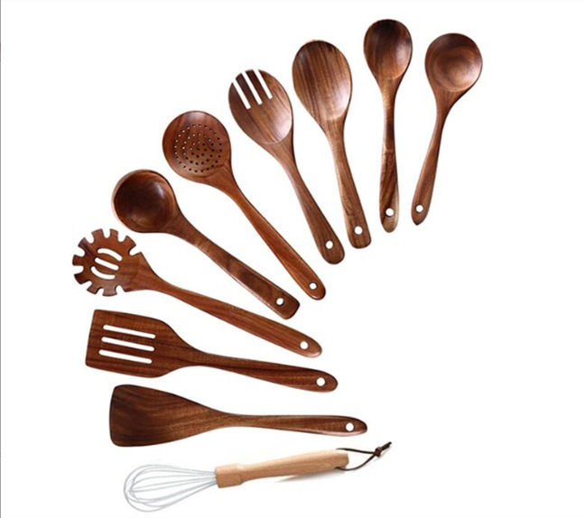 High Temperature Vegetable Spatula Acacia Wood Cooking Set Wooden Spatula - Image 7