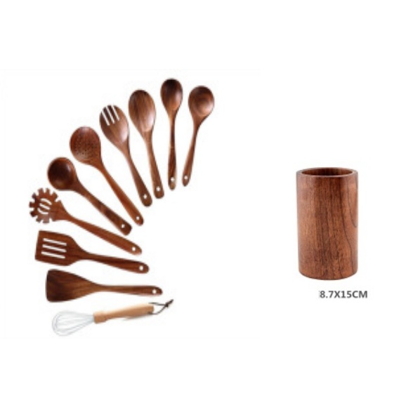 High Temperature Vegetable Spatula Acacia Wood Cooking Set Wooden Spatula - Image 10