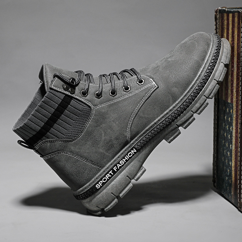 Retro Casual Work Boots Men's Shoes With Thick Soles - Image 3