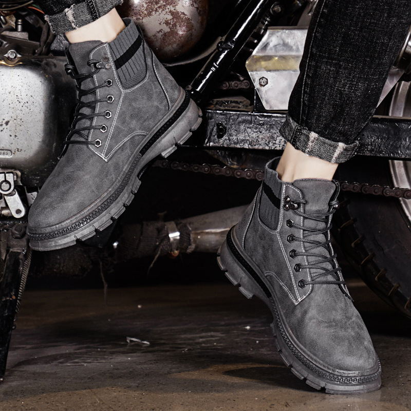 Retro Casual Work Boots Men's Shoes With Thick Soles - Image 4