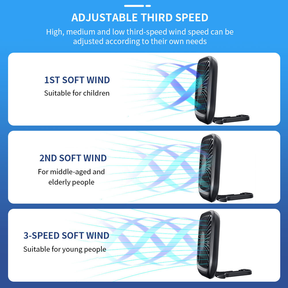Car Rear Seat Fan Foldable Silent Rechargeable Air Conditioner Electric Back Seat Mini USB Cooler Portable Air Cooling Fan Select Supplier — изображение 5