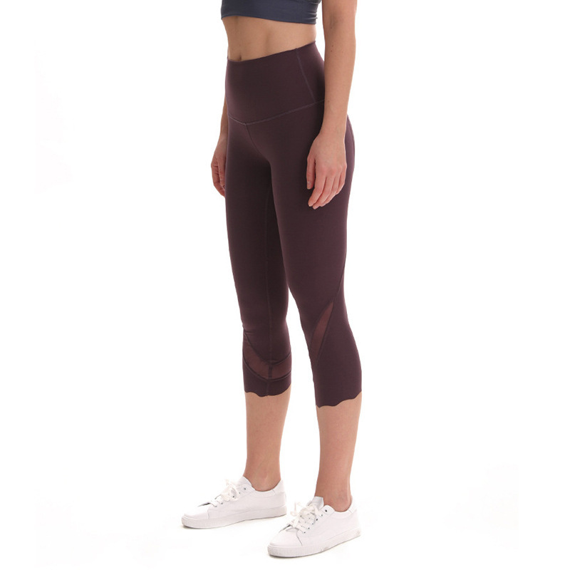 Yoga Pants Nude Sanded Eight-quarter Pants Fight Net Wave Feet Spot High-waist Yoga Pants – Bild 7