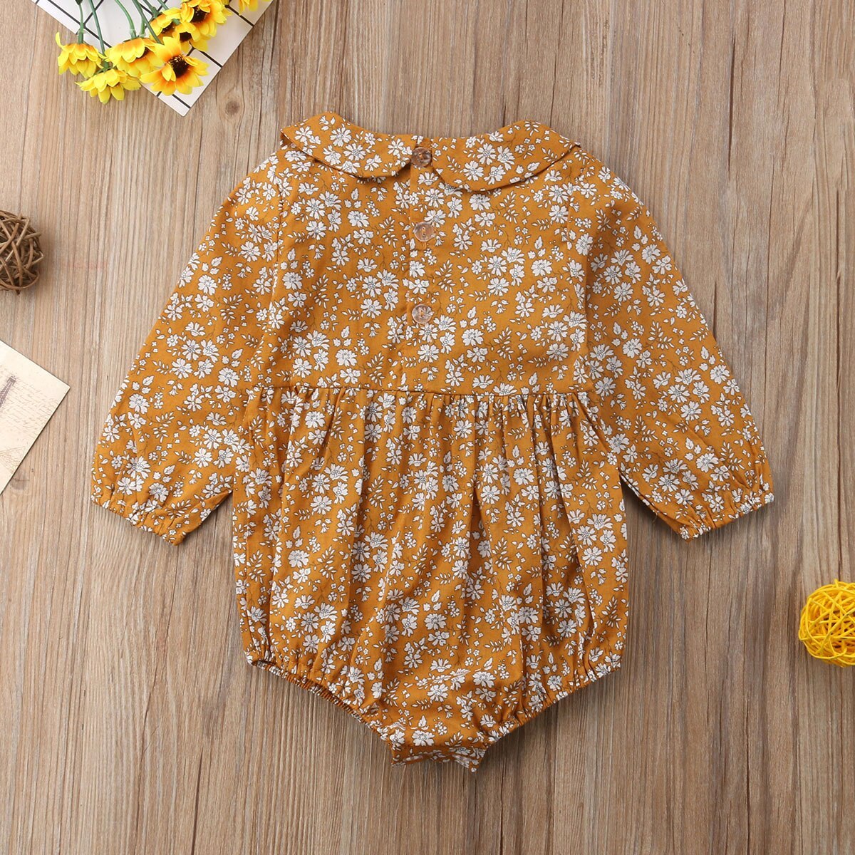 Newborn Baby Girls Clothing Infant Baby Girls Floral Rompers Long Sleeve Autumn Clothes Jumpsuit Playsuit – Bild 4