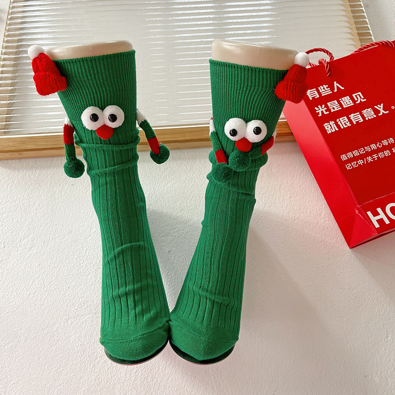 Cute Cartoon Christmas Socks Solid Cotton Middle-tube Socks For Adults And Children - Image 8