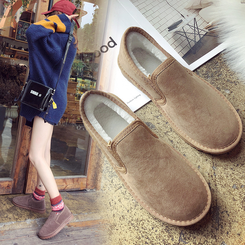 Fleece-lined Thick Flat Students Warm-keeping Fashion Round Toe Snow Boots