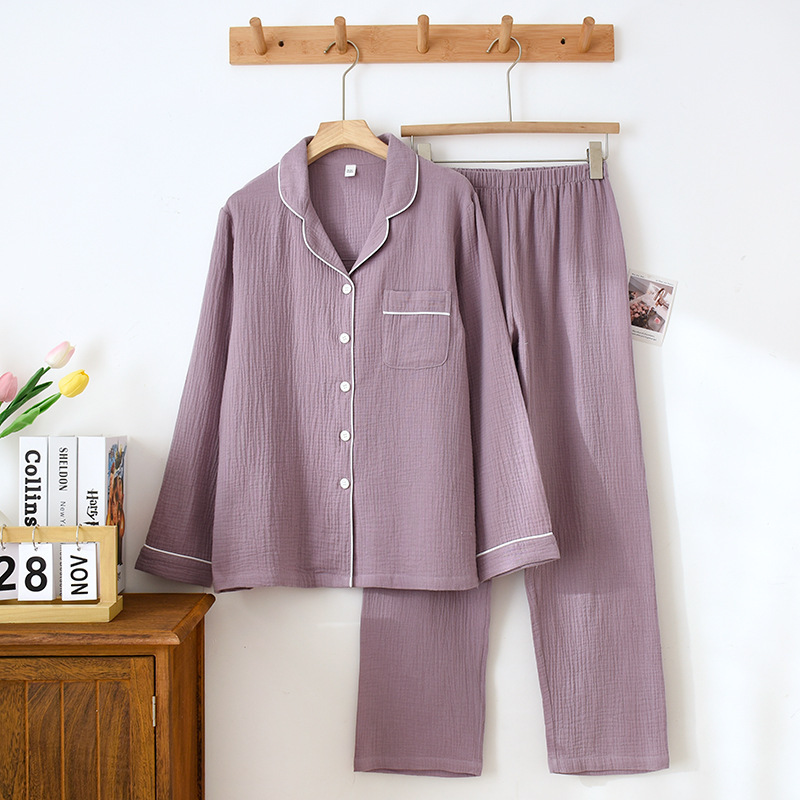 Long Sleeve Pajamas Men's And Women's Cotton Loose Outfit - Image 10