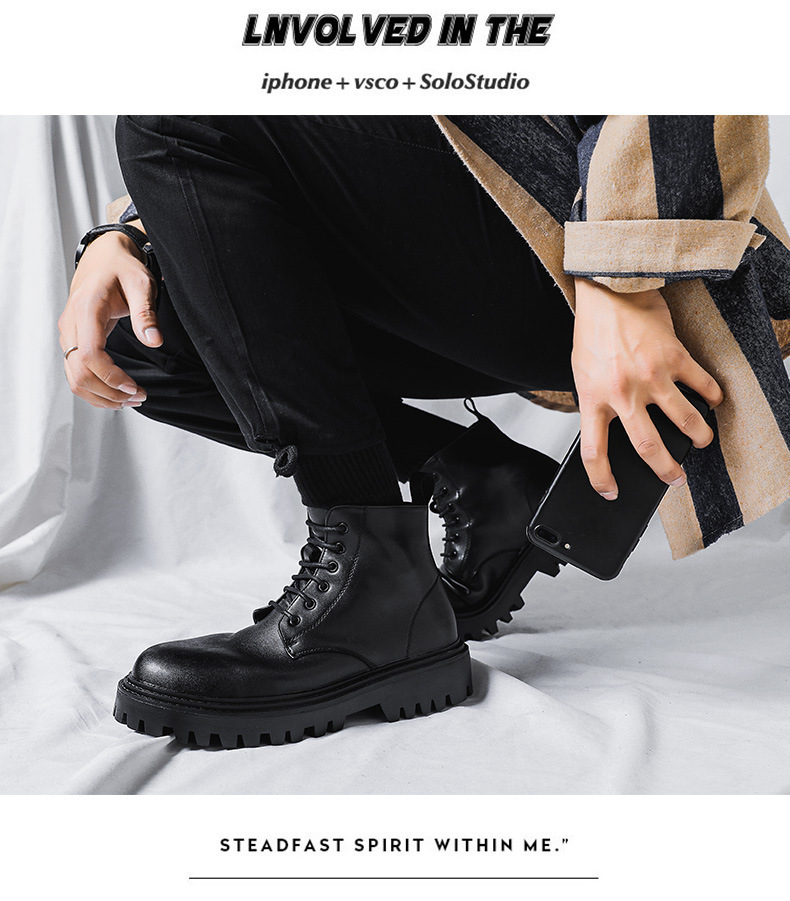 Men's Leather New High-top Boots — изображение 9