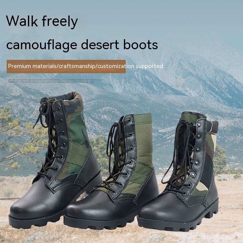 Non-slip Wear-resistant Camouflage Desert Outdoor Hiking Military Boots Combat Men's High-top Combat Boots – Bild 7