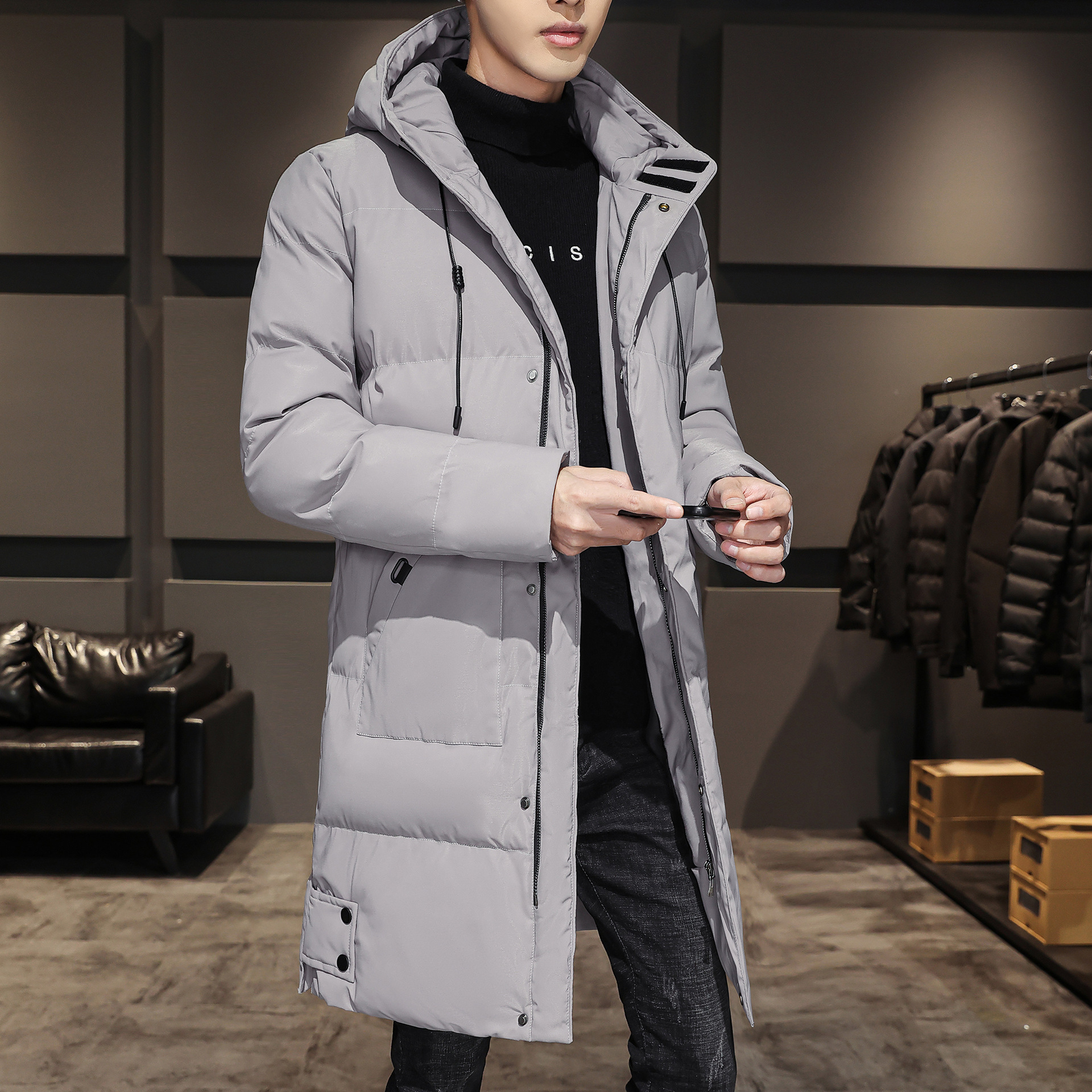 Plus Size Men's Winter Cotton Coats Coat Thick Mid-length - Image 7