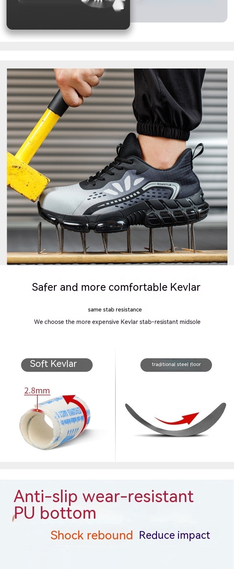 Wear-resistant Anti-smashing And Anti-penetration Thin Flyknit Breathable Shock-absorbing Work Safety Shoes — изображение 9