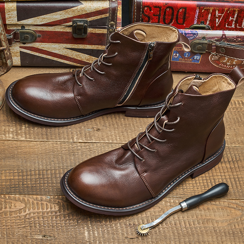 Men's Cowhide Vintage Handmade Martin Boots - Image 3