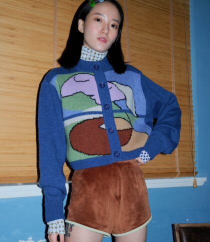 Romantic Impressionist Picasso Retro Wool Sweater Cardigan Loose Short