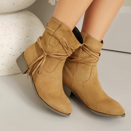 Short Boots Round Toe Foreign Trade Suede Tassel Women's Shoes