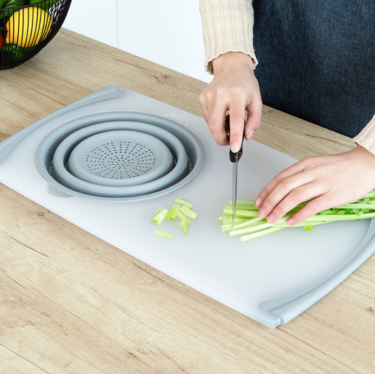 Innovative Multi-Functional 3 in 1 Chopping Board Detachable Folding Drain Basket Sink Cutting Board - Image 5