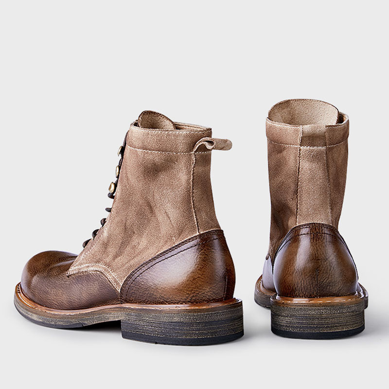 Genuine Leather Fleece Lined Mid-Top Martin Men's Boots High-top Trendy Foreman Motorcycle Desert Boots - Image 10